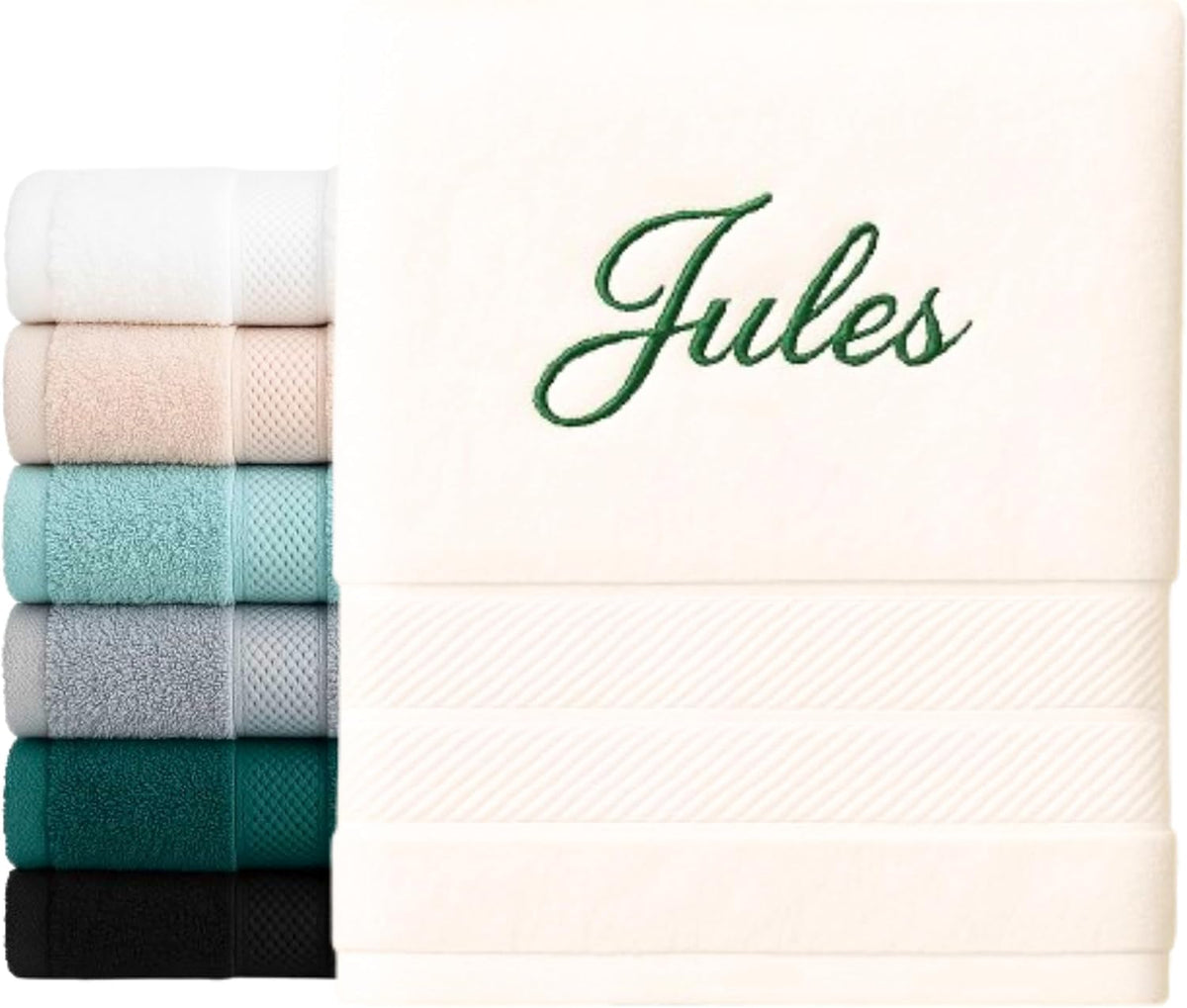 Serviette de bain blanche brodée d'un prénom