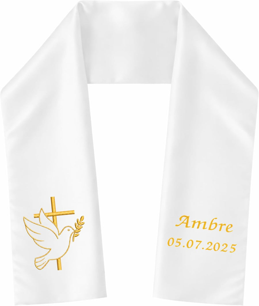 Étole ado/adulte motif Colombe avec Croix – Atelier Fildor